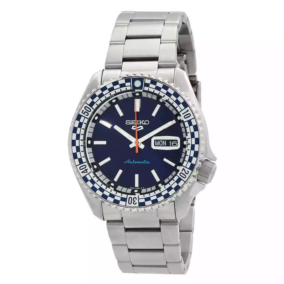 Seiko 5 Sports SKX Series Checker Flag Special Edition Petrol Blue Dial Automatic SRPK65K1 100M Men's Watch