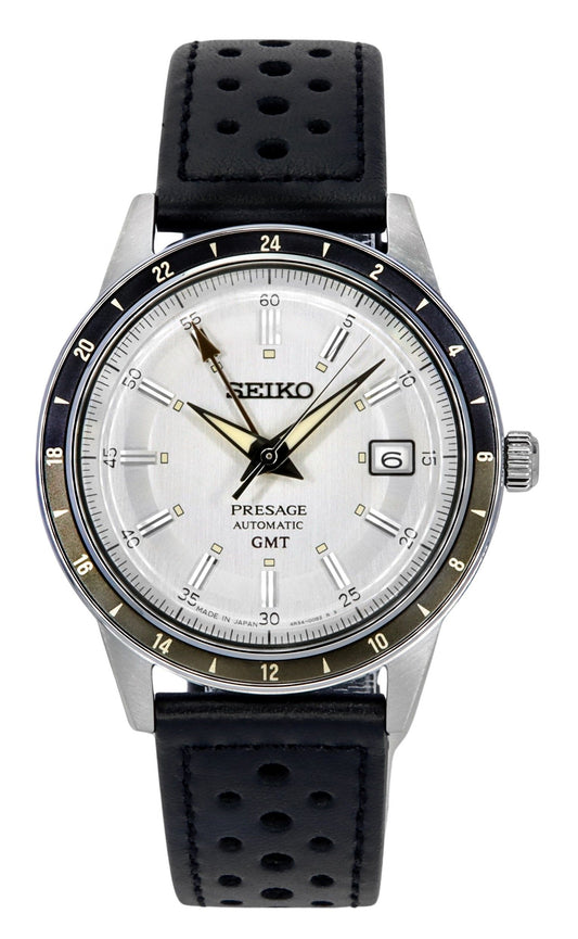 Seiko Presage Style60's GMT Calf Leather Strap Gray Dial Automatic SSK011J1 Men's Watch