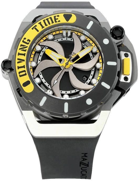 Mazzucato RIM Scuba Yellow Reversible Twin Dial Automatic SUB01-BK115 100M Men's Watch