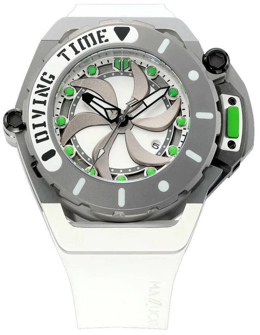 Mazzucato RIM Scuba White Green Reversible Twin Dial Automatic SUB07-WH802 100M Men's Watch