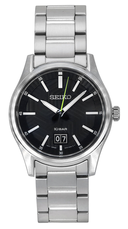 Seiko Analog Stainless Steel Black Dial Quartz SUR535P1 100M Men's Watch