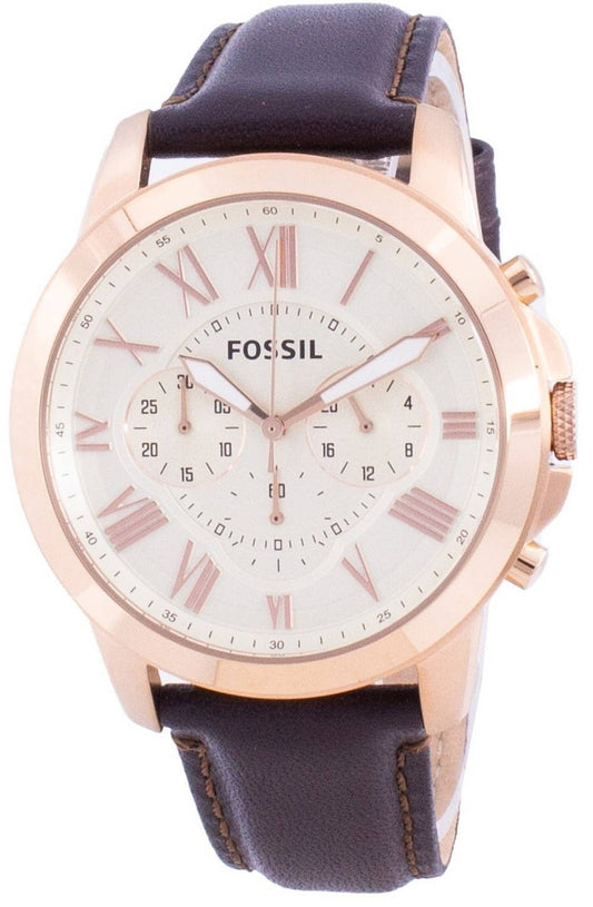 Refurbished Fossil Grant Chronograph Brown Leather Quartz FS4991IE Men's Watch