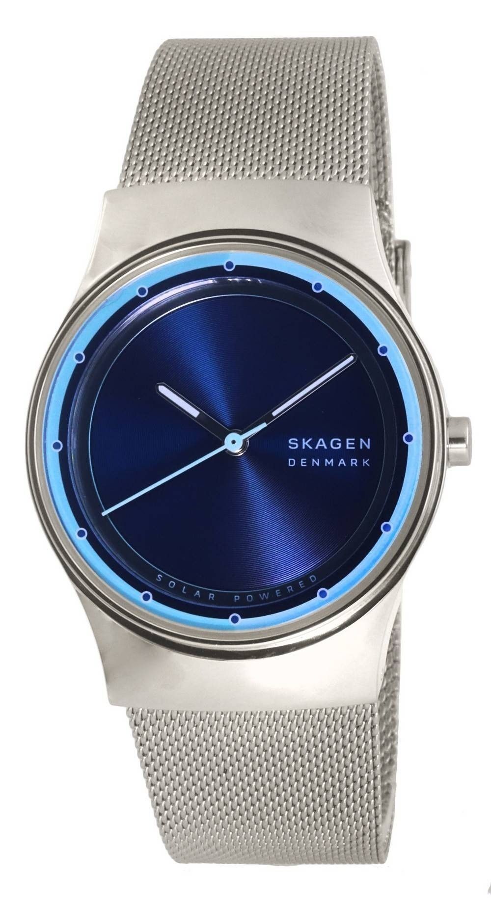 Refurbished Skagen Sol Stainless Steel Mesh Ocean Blue Dial Solar Powered SKW3024 Women's Watch