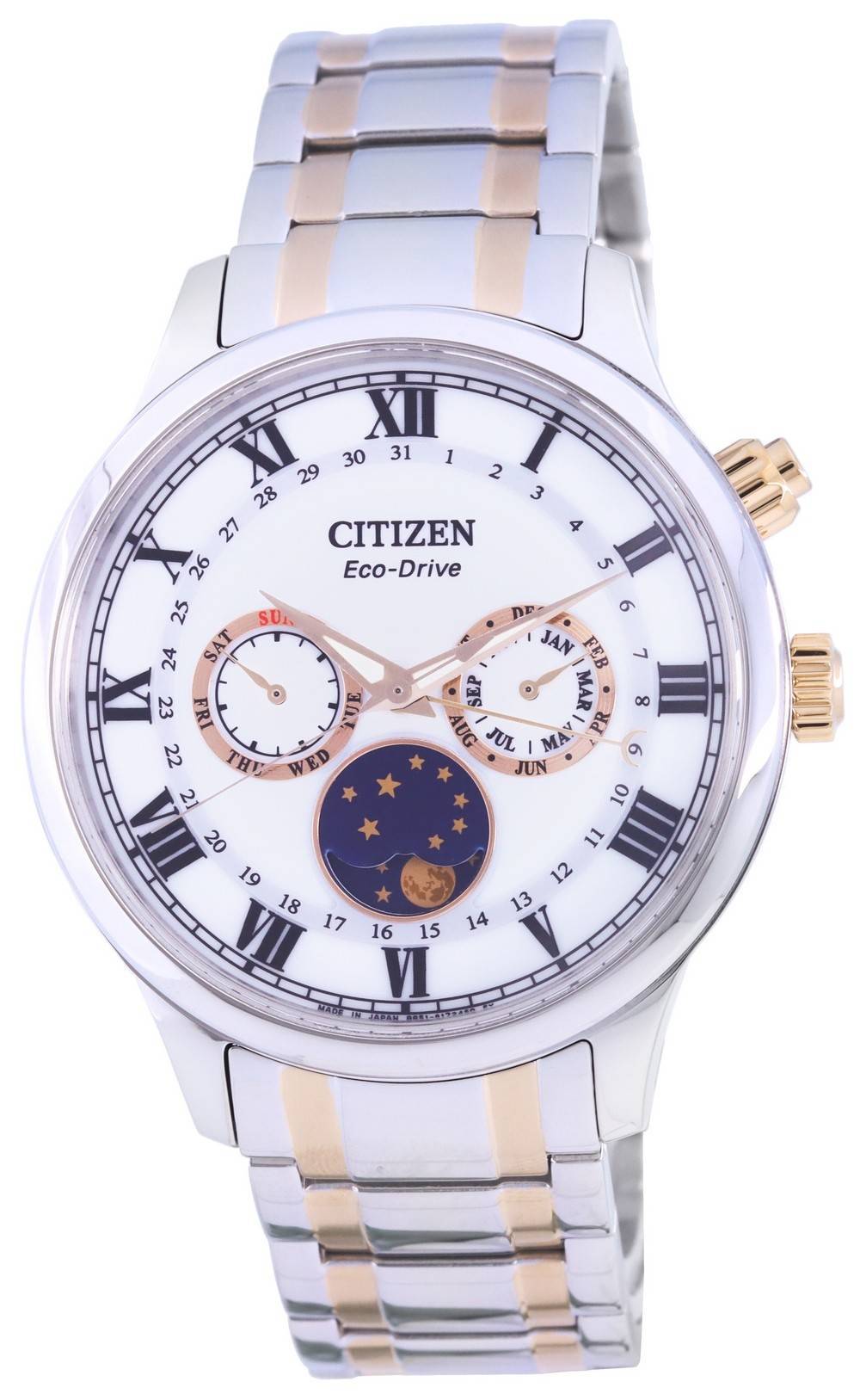 Refurbished Citizen Moon Phase Two Tone Stainless Steel Silver Dial Eco-Drive AP1054-80A Men's Watch