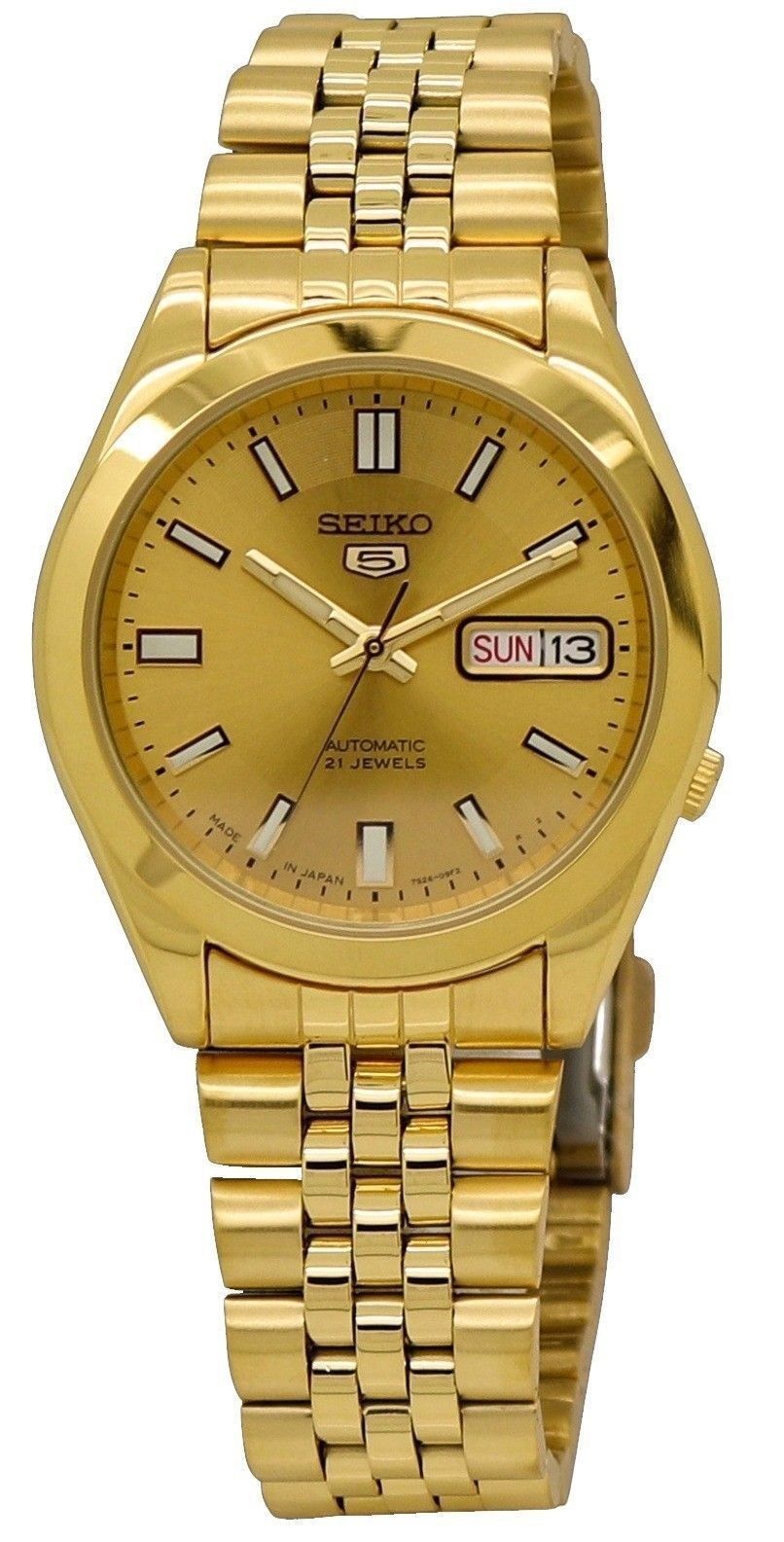 Refurbished Seiko 5 Gold Tone Stainless Steel Gold Dial Automatic SNKF82J1 Men's Watch