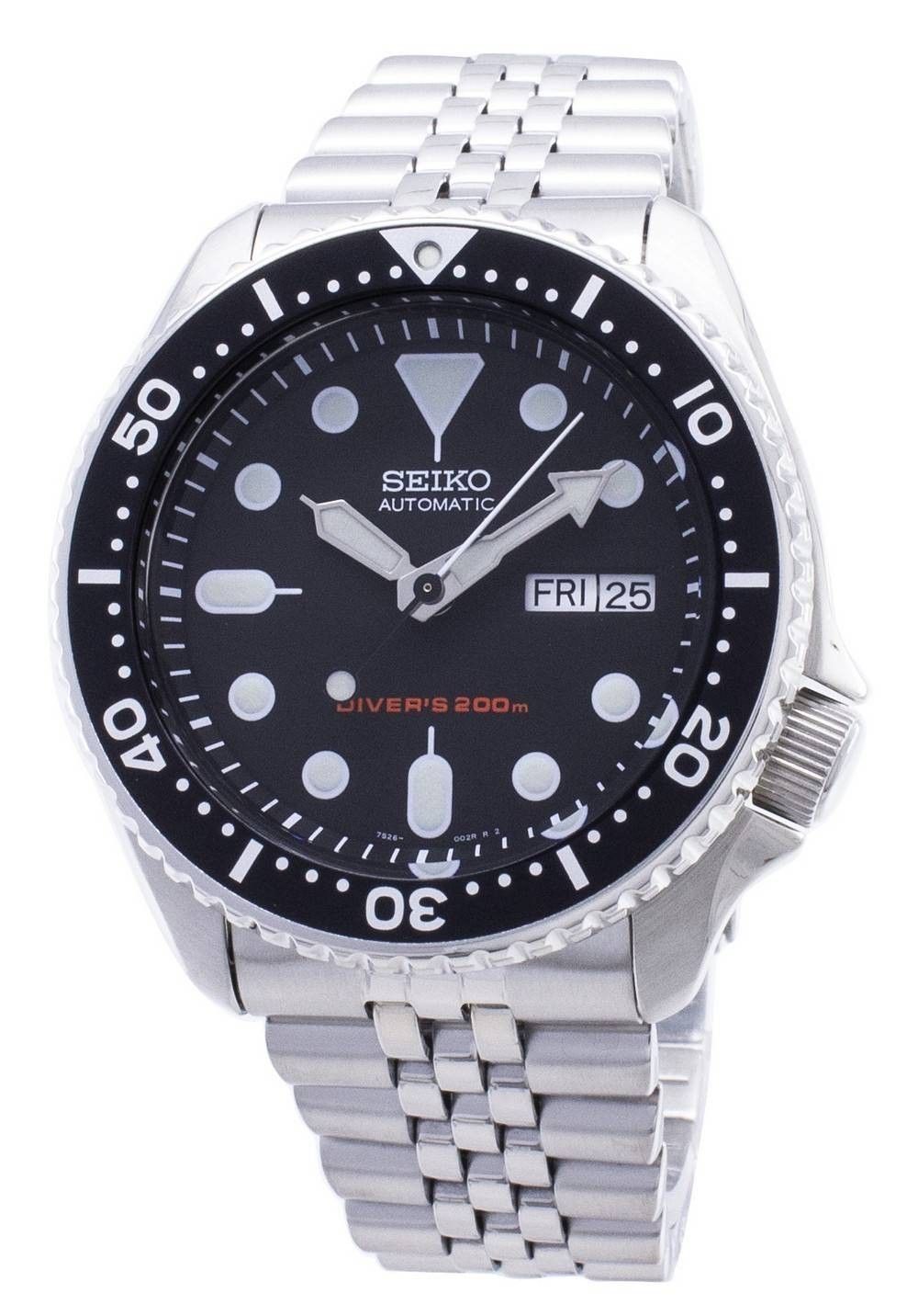 Refurbished Seiko Stainless Steel Black Dial Automatic Diver's SKX007K2 200M Men's Watch