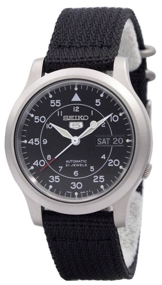 Refurbished Seiko 5 Military Nylon Strap Black Dial Automatic SNK809K2 Men's Watch