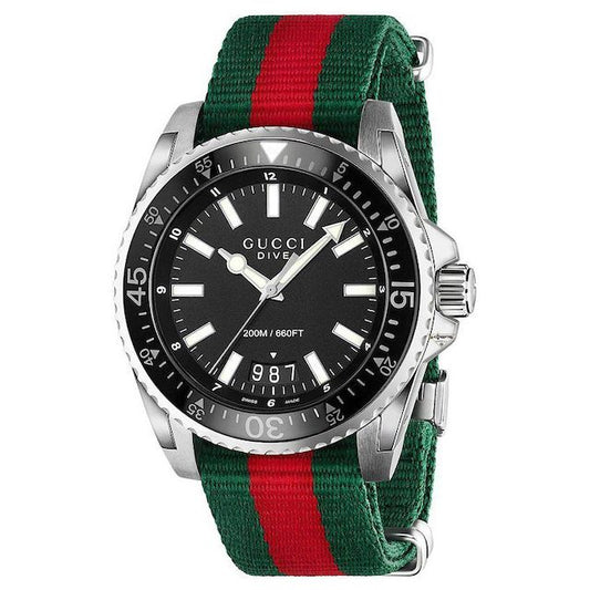 GUCCI Men's Quartz Watch, Model DIVE, Black/Fabric - YA136206