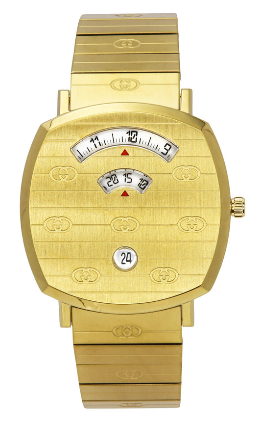 Gucci Grip Gold Tone Stainless Steel Gold Dial Quartz YA157409 Unisex Watch