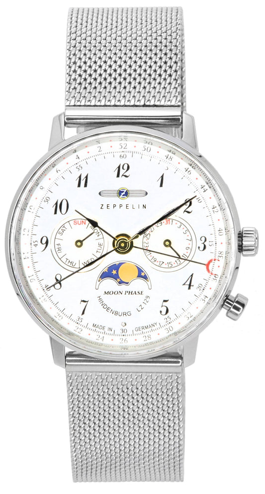 Zeppelin LZ129 Hindenburg Moonphase Silver Dial Quartz 7037M1 Women's Watch