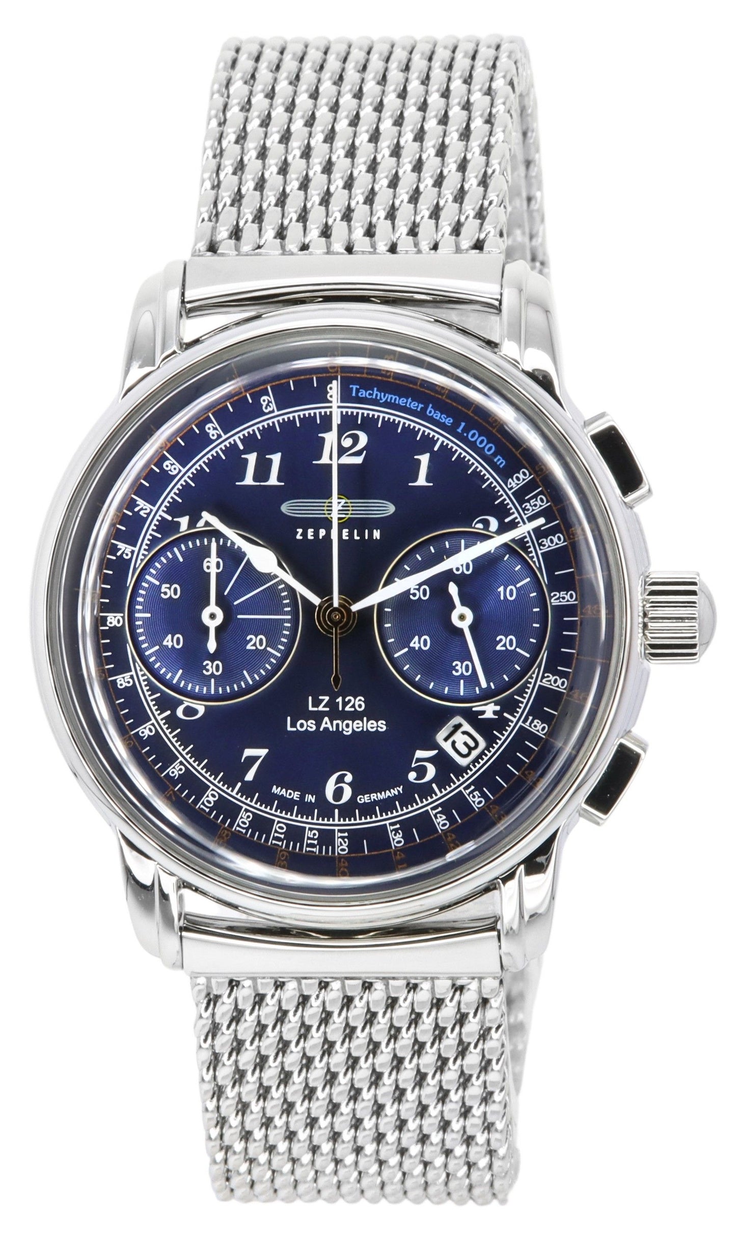 Zeppelin LZ126 Los Angeles Chronograph Stainless Steel Blue Dial Quartz 7614M3 Men's Watch