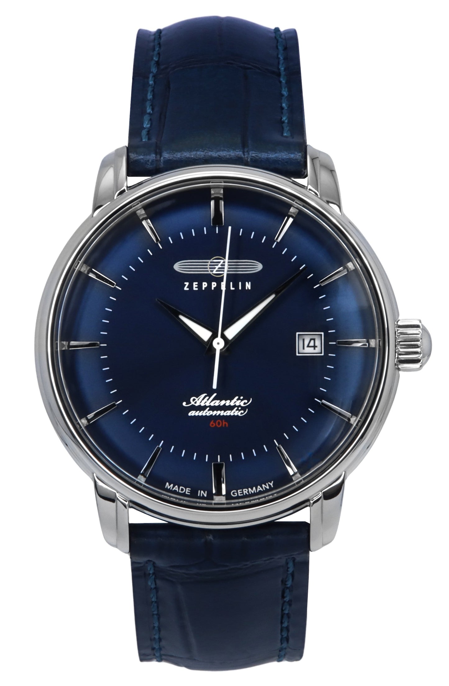 Zeppelin Atlantic Leather Strap Blue Dial Automatic 84603 Men's Watch