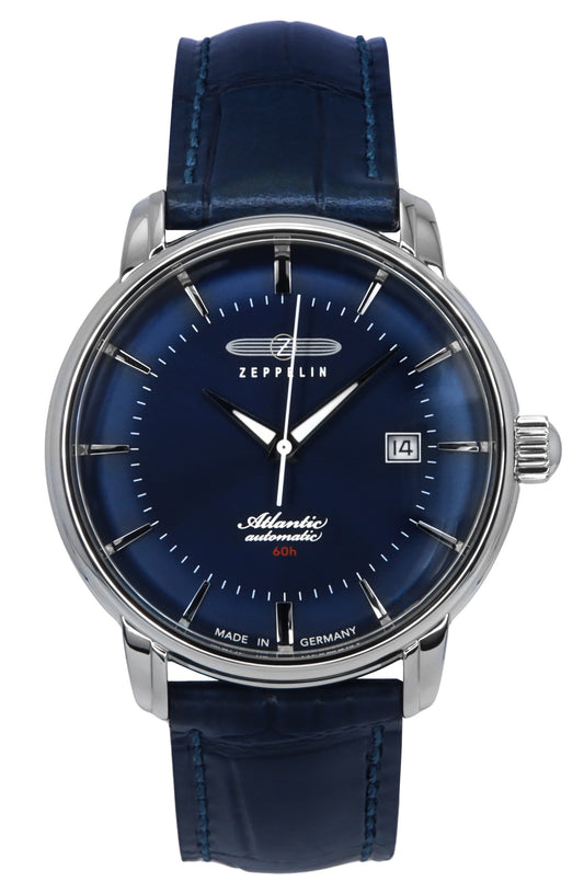 Zeppelin Atlantic Leather Strap Blue Dial Automatic 84603 Men's Watch