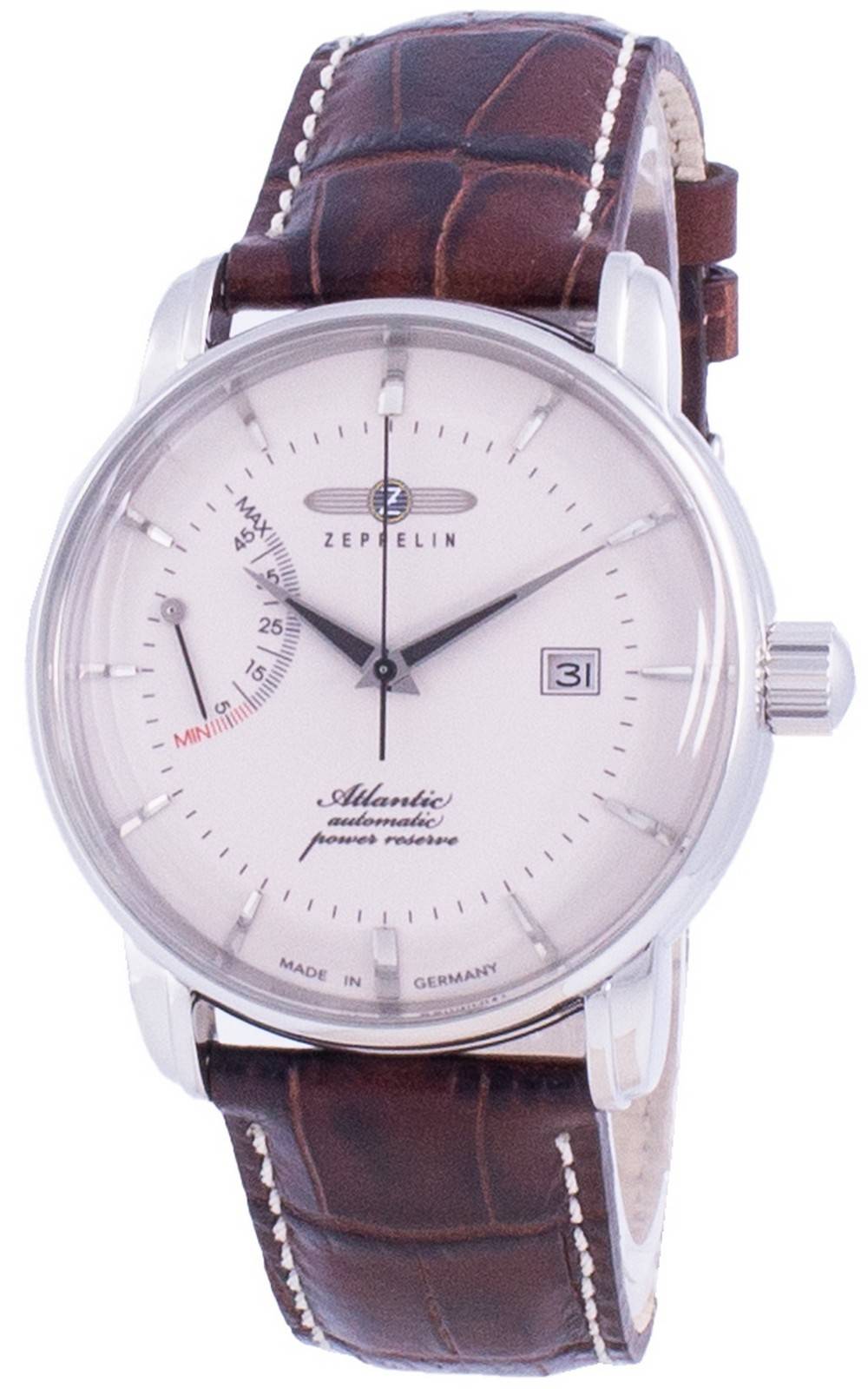 Zeppelin Atlantic White Dial Leather Strap Automatic 8462-5 84625 Men's Watch