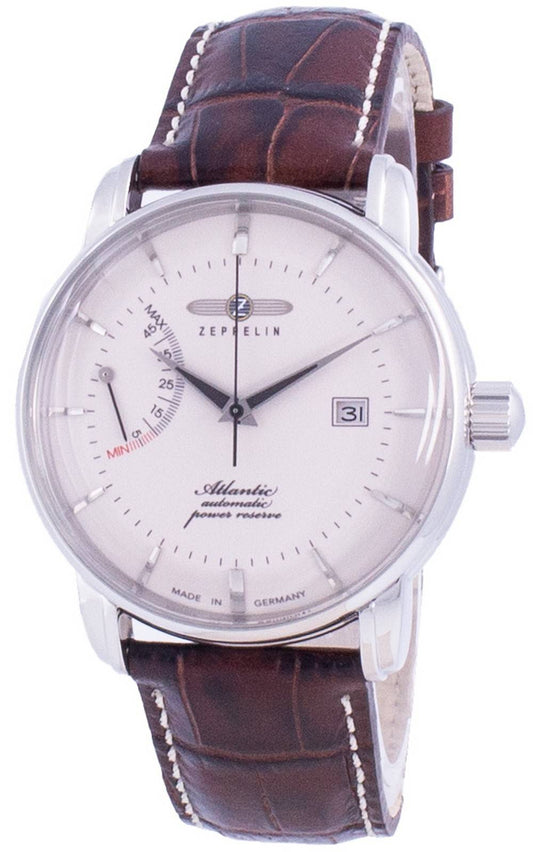 Zeppelin Atlantic White Dial Leather Strap Automatic 8462-5 84625 Men's Watch