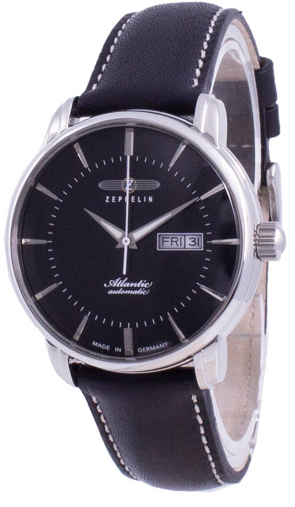 Zeppelin Atlantic Black Dial Leather Strap Automatic 8466-2 84662 Men's Watch