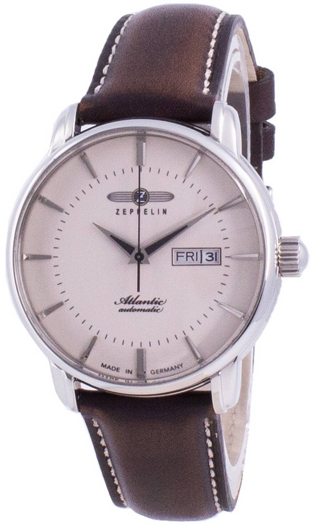 Zeppelin Atlantic Beige Dial Leather Strap Automatic 8466-5 84665 Men's Watch