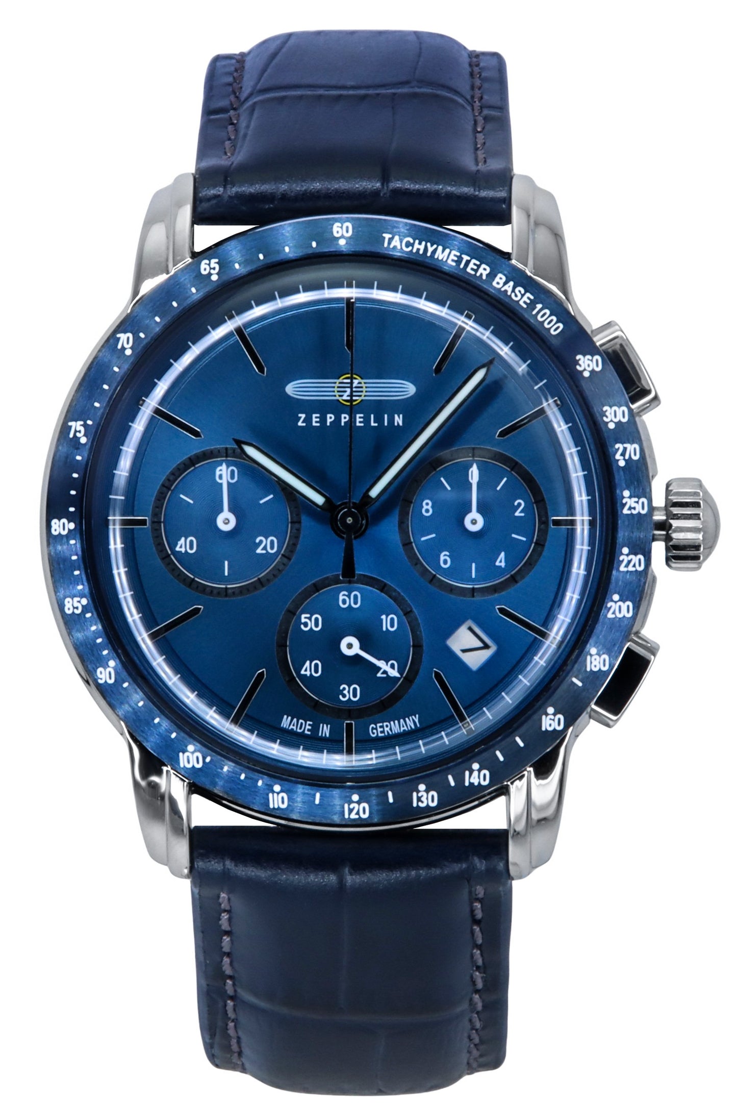 Zeppelin New York Chronograph Leather Strap Blue Dial Quartz 88783 Men's Watch