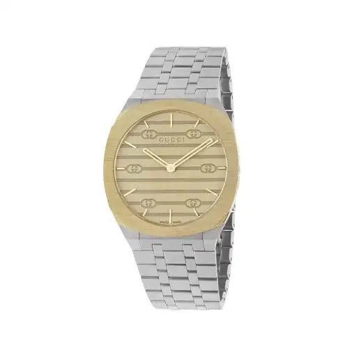 GUCCI 25H Gold/Steel Quartz Watch for Men/Unisex - YA163405
